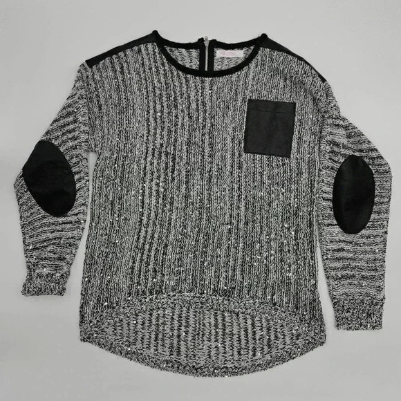 I ❤️ Pinc Girl's Size Small Black & Gray Glittery Long Sleeve Sweater - Picture 1 of 6